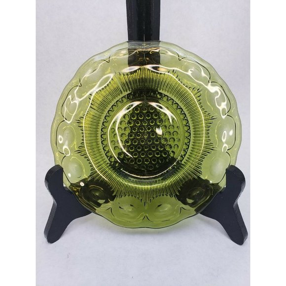 Green Indiana Glass Thumbprint Depression Glass Platter and Small Plate - Picture 7 of 8